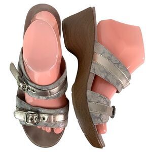 Dansko Jessie Taupe Marble/Gold Leather Suede Women’s Sandal Sz 40/US 8